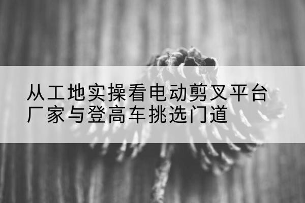 黎城电动剪叉升降平台厂家-从工地实操看电动剪叉平台厂家与登高车挑选门道